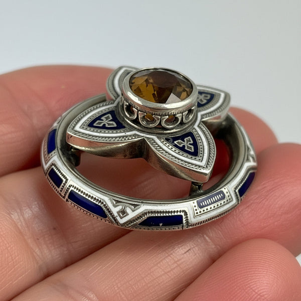 Antique Victorian Scottish Cairngorm Citrine Brooch