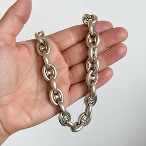 Antique Victorian Sterling Silver Mariner Link Chain Necklace - Boylerpf