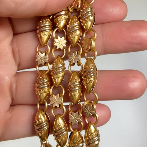 Antique Victorian 14K Gold Book Chain Necklace 22 Inch