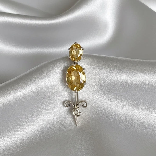 Antique Victorian Silver Haley's Comet Citrine Brooch - Boylerpf