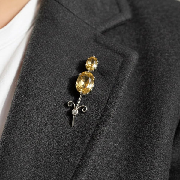 Antique Victorian Silver Haley's Comet Citrine Brooch - Boylerpf