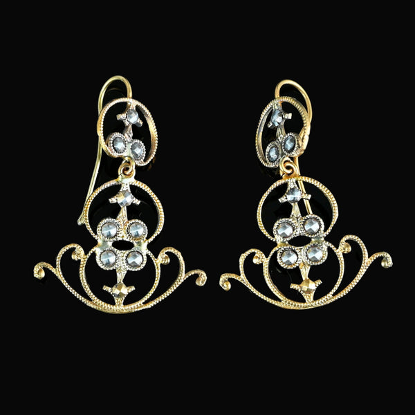 Antique Gold Cut Steel Victorian Earrings - Boylerpf