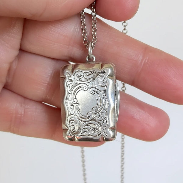 Antique Victorian Silver Vinaigrette Locket Pendant 1856 - Boylerpf