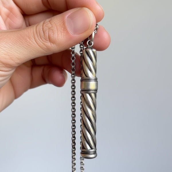 Antique Mappin & Webb Silver Sliding Pencil Fob Pendant - Boylerpf