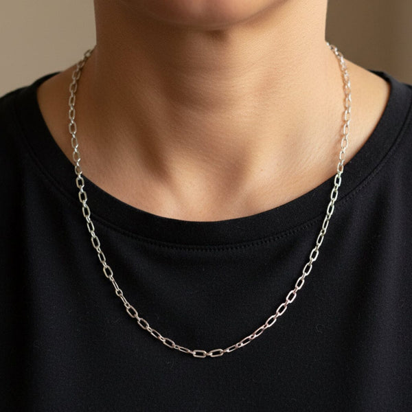Vintage Sterling Silver Paper Clip Chain Necklace 19” Layering - Boylerpf