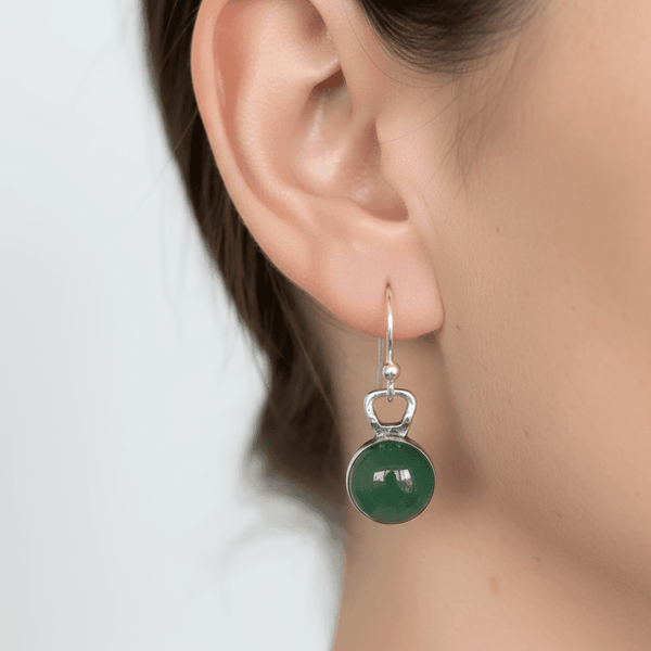 Antique French Silver Chrysoprase & Chalcedony Earrings - Boylerpf