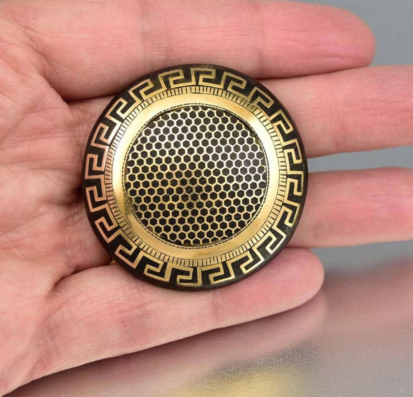 Antique 14K Gold Honeycomb Greek Key Pique Brooch - Boylerpf