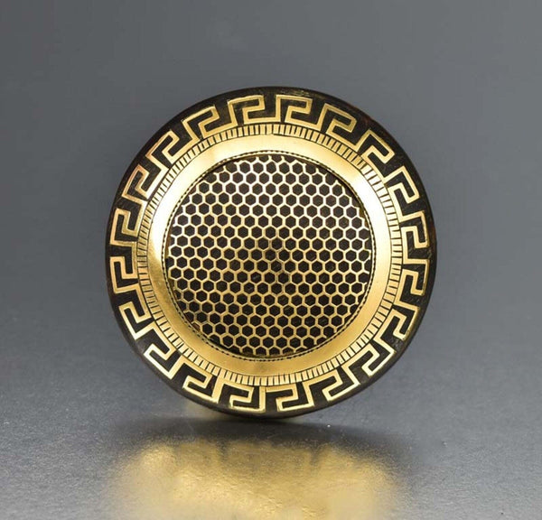 Antique 14K Gold Honeycomb Greek Key Pique Brooch - Boylerpf