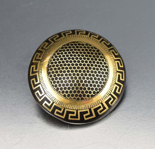 Antique 14K Gold Honeycomb Greek Key Pique Brooch - Boylerpf