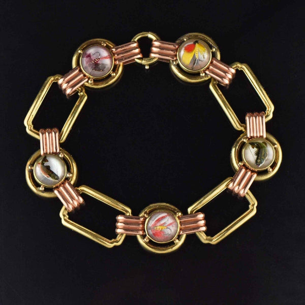 Art Deco 14K Gold Essex Crystal Bracelet, Trout Fishing Lures - Boylerpf