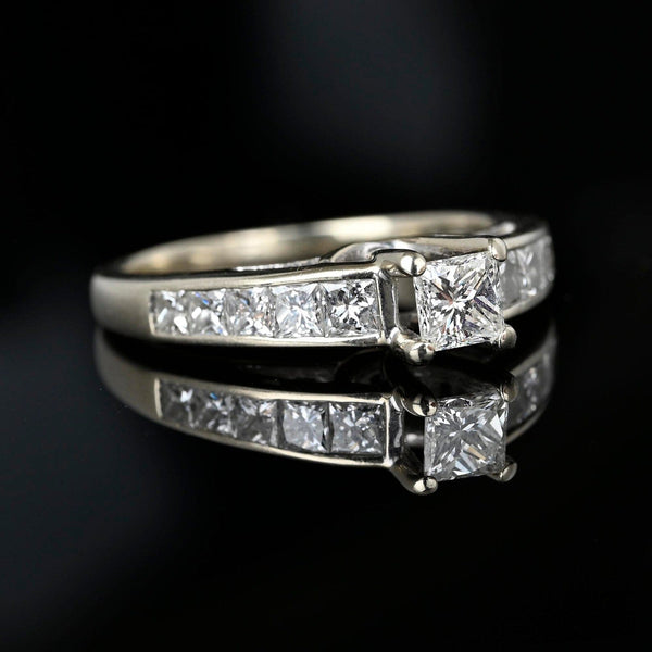 Vintage 1.35 Carat Princess Cut Diamond Engagement Ring - Boylerpf