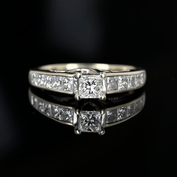 Vintage 1.35 Carat Princess Cut Diamond Engagement Ring - Boylerpf