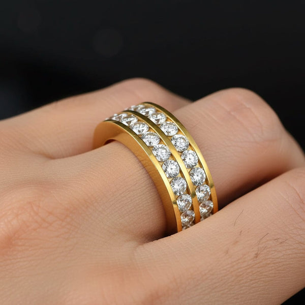 Vintage 14K Gold Half Eternity 1.25 Carat Diamond Ring Band - Boylerpf