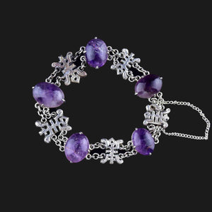 Vintage Symbol Link Cabochon Amethyst Bracelet - Boylerpf