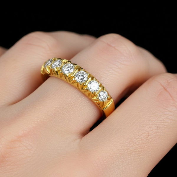 Vintage 18K Gold Seven Stone .50 CTW Diamond Ring Band