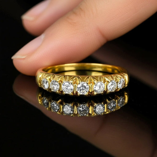 Vintage 18K Gold Seven Stone .50 CTW Diamond Ring Band