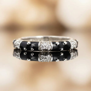 Vintage Sterling Silver Black Enamel Stacking Ring - Boylerpf