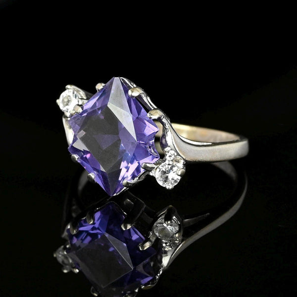Fancy Cut Color Change Sapphire Ring in White Gold - Boylerpf