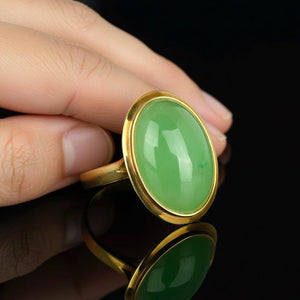 Vintage 14K Gold 6.64 CTW Jade Ring - Boylerpf