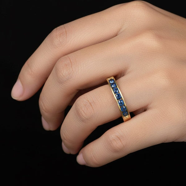 Vintage 14K Gold Euro Shank Sapphire Ring Band - Boylerpf