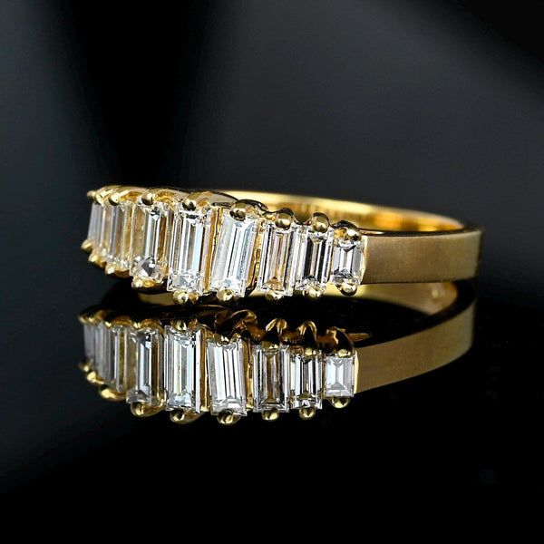 Vintage 1 CTW Baguette Diamond Ring Band in 14K Gold