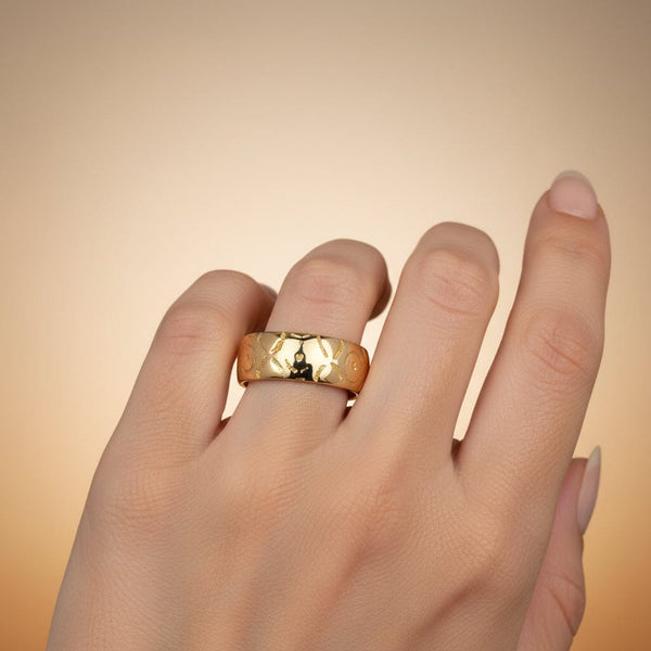 Antique Victorian Forget Me Not 18K Gold Ring Band - Boylerpf