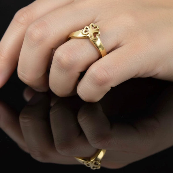 Vintage 14K Gold Chevron Shamrock Stacking Ring - Boylerpf