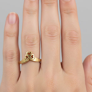 Vintage 14K Gold Chevron Shamrock Stacking Ring - Boylerpf