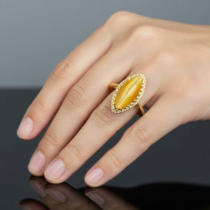 Vintage 14K Gold Marquise Tiger's Eye Ring - Boylerpf
