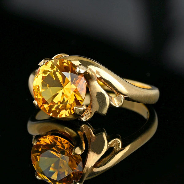 Vintage Bypass 10K Gold Solitaire Citrine Ring - Boylerpf