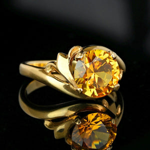 Vintage Bypass 10K Gold Solitaire Citrine Ring - Boylerpf