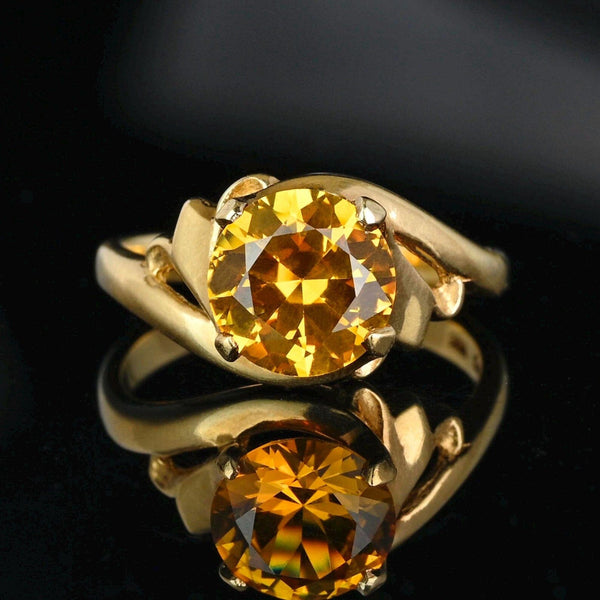 Vintage Bypass 10K Gold Solitaire Citrine Ring - Boylerpf