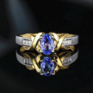 Vintage 14K Gold Diamond Solitaire Tanzanite Ring - Boylerpf