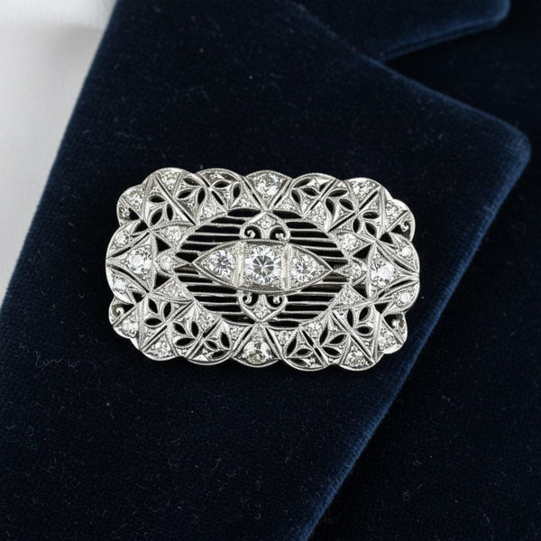 Art Deco Platinum 1.75 CTW Diamond Brooch Pendant - Boylerpf