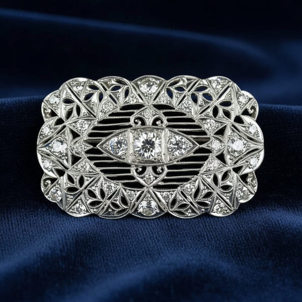 Art Deco Platinum 1.75 CTW Diamond Brooch Pendant - Boylerpf