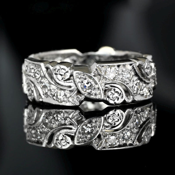 Art Deco Syle Full Eternity Platinum Diamond Ring Band - Boylerpf