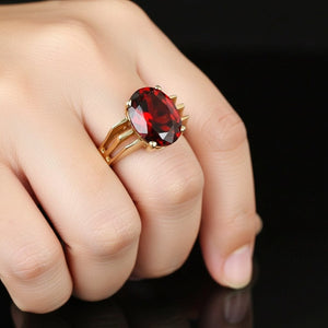 Vintage Oval Solitaire 10K Gold Garnet Ring - Boylerpf