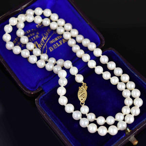 Vintage 14K Gold White Pearl Necklace - Boylerpf