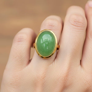 Vintage 14K Gold 6.64 CTW Jade Ring - Boylerpf