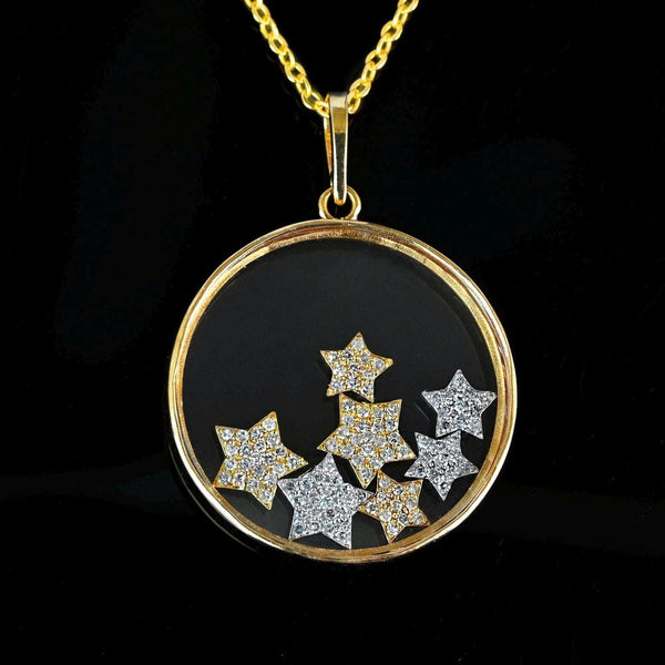 Vintage 14K Gold 1 CTW Diamond Star Shaker Pendant - Boylerpf