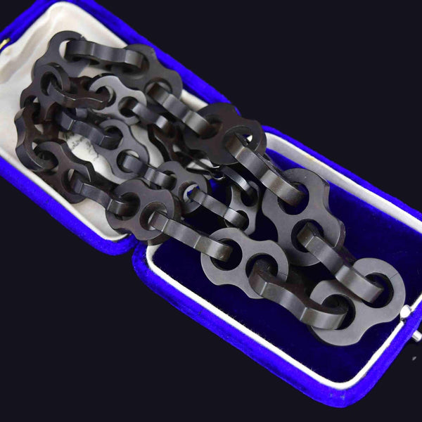 Antique Victorian Vulcanite Mariner Link Necklace - Boylerpf