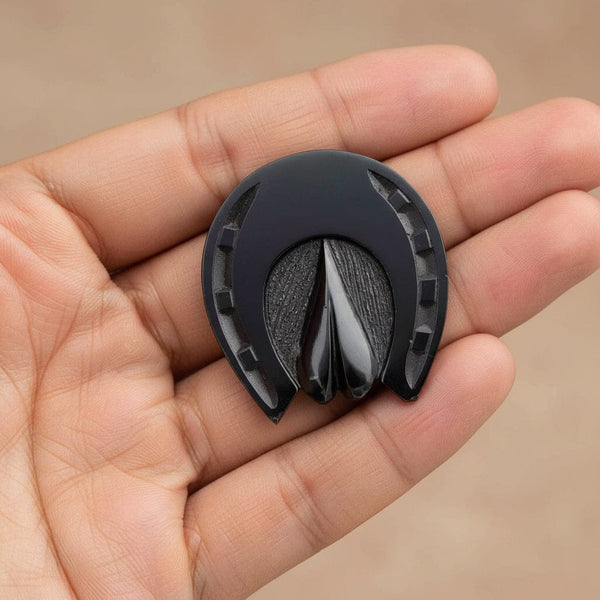 Antique Victorian Carved Whitby Jet HorseShoe Brooch - Boylerpf