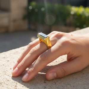 Vintage Solid 18K Gold Black Onyx Kinetic Spinner Ring - Boylerpf