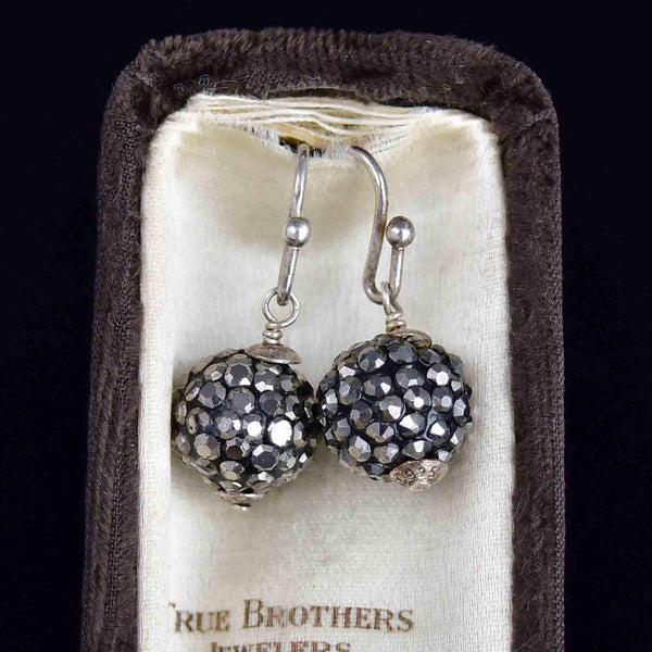 Antique Victorian Silver Cut Steel Drop Earrings