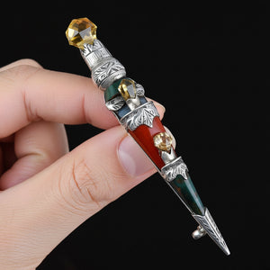 Antique Cairngorm Citrine Scottish Agate Dirk Brooch - Boylerpf