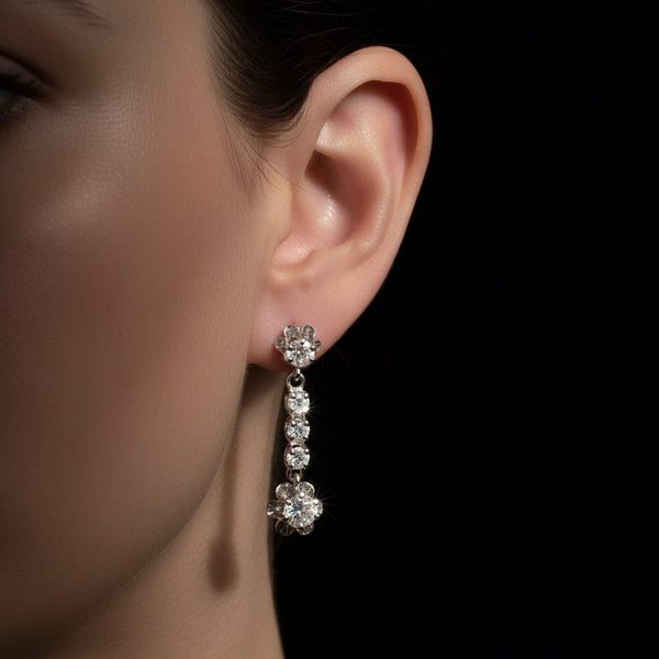 Vintage Art Deco Style 1.5 CTW Diamond Dangle Earrings - Boylerpf