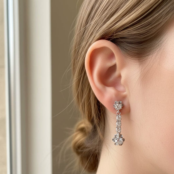 Vintage Art Deco Style 1.5 CTW Diamond Dangle Earrings - Boylerpf