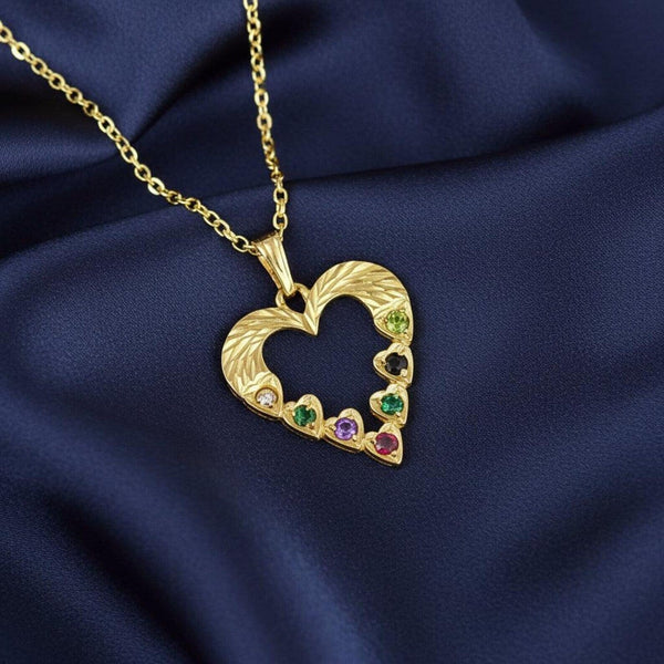 Vintage Multi Gemstone Acrostic 9K Gold Heart Pendant - Boylerpf