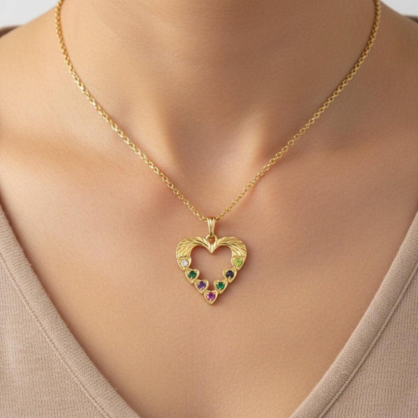 Vintage Multi Gemstone Acrostic 9K Gold Heart Pendant - Boylerpf