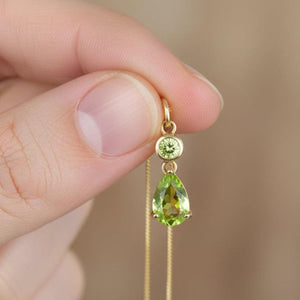 Vintage 9K Gold Articulated Peridot Pendant Necklace - Boylerpf
